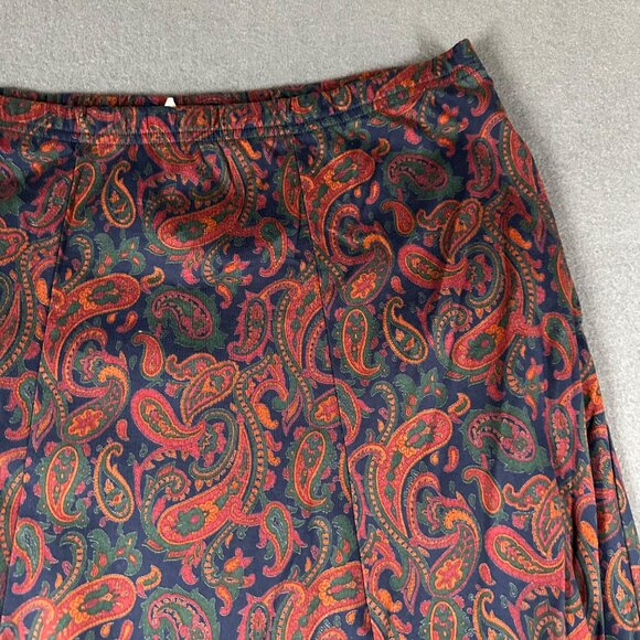 Vtg Lands' End Womens L 12-14 Cotton Paisley Print Pull‎ On Flare Skirt Made USA - Picture 2 of 9